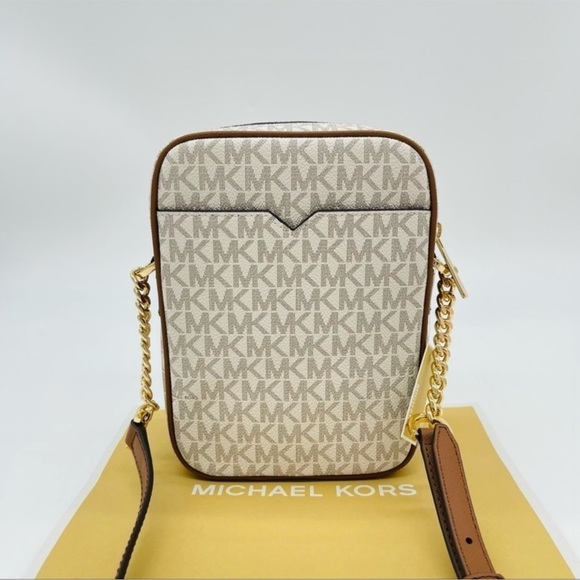 Michael Kors Medium NS Chain XBody Bag Vanilla/Brown - Picture 7 of 12